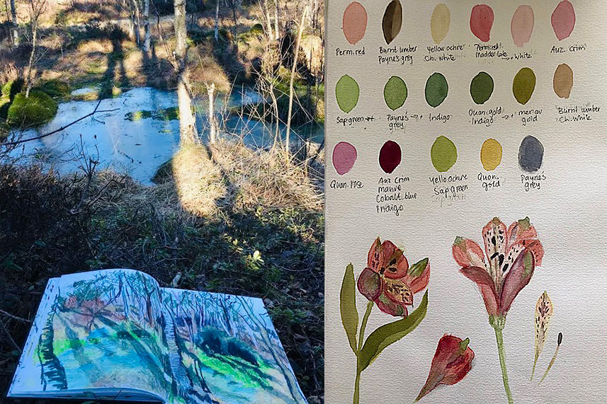 Måla i naturen. Bild: Adrienne Riseley och Klinne Olsson